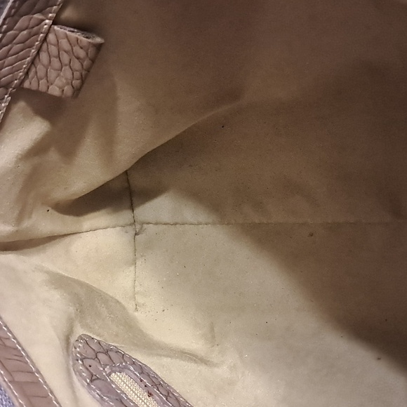 Brahmin Toasted Almond Melanie Handbag Croc Embossed Leather Shoulder Bag Preown - Picture 8 of 10